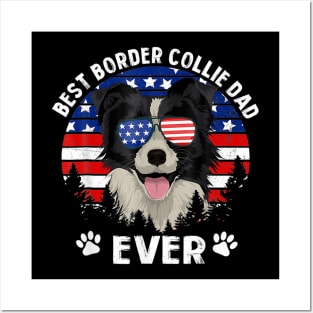 Best Border Collie Dad Ever US Flag 4th Of July Posters and Art